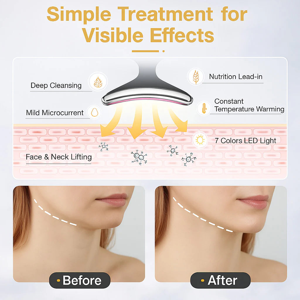 Neck Face Lifting Massager - LED Anti-Wrinkle Device for Double Chin & Skin Tightening