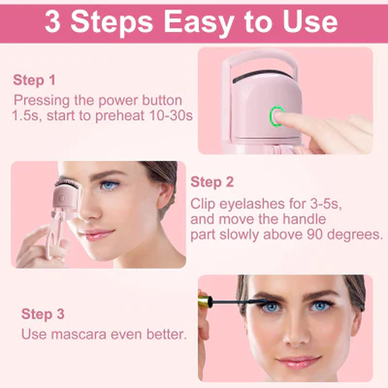 Ultraglow Electric Eyelash Curler - Long-Lasting Curls for Perfectly Defined Lashes - Essential Makeup Kit for Stunning Eyes!