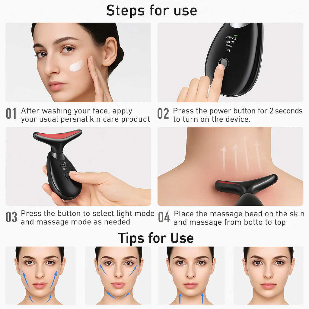 Neck Face Lifting Massager - LED Anti-Wrinkle Device for Double Chin & Skin Tightening